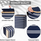 BALEINE Laundry Hamper with Lid, Tall Laundry Baskets with Bamboo Pull Handles - Image 3