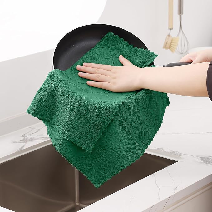 Homaxy 12 Pack Dish Towels for Kitchen, Super Soft and Absorbent Coral Velvet - Image 3