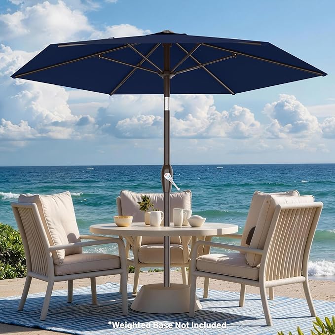 AreShark 7.5FT Patio Umbrella Table Market Umbrella with 6 Sturdy Ribs, Button Tilt/Crank Heavy-Duty Round Outdoor Umbrellas for Garden, Deck, Backyard,and Pool, Navy - Image 7