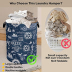 Navy Blue Foldable Laundry Hamper - Image 3