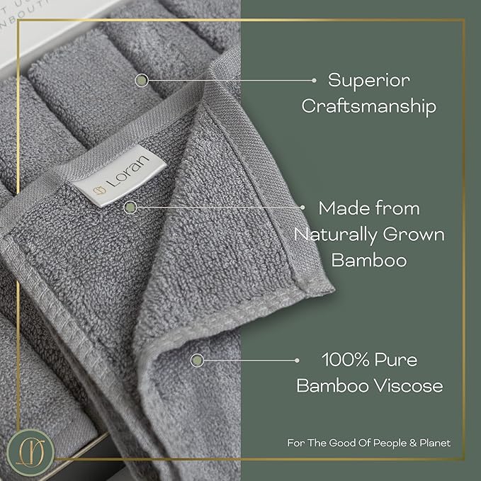Silver Grey Washcloths Set of 6 Soft Facial Cloths 10” x 10” 100% Viscose - Image 5