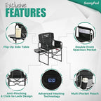 SUNNYFEEL Heated Camping Directors Chair, Heavy Duty,Oversized Outdoor Portable Heating Folding Chair with Side Table, Pocket for Beach, Fishing,Trip,Picnic,Lawn,Concert Foldable Camp Chairs - Image 6