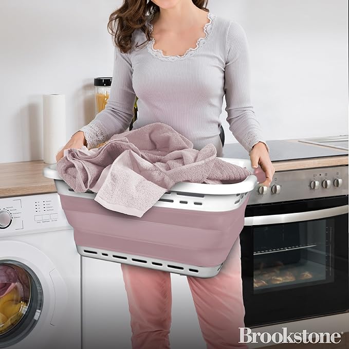 BROOKSTONE 11 GALLON XL 24" Collapsible Laundry Basket & Clothes Hamper - Image 2