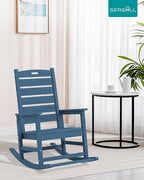 SERWALL Outdoor Rocking Chair Set of 2, Oversized Rocking Chair with Footboard for Adults, HDPE All Weather Resistant Rocking Chairs for Patio, 350lbs Weight Capacity, Navy - Image 9