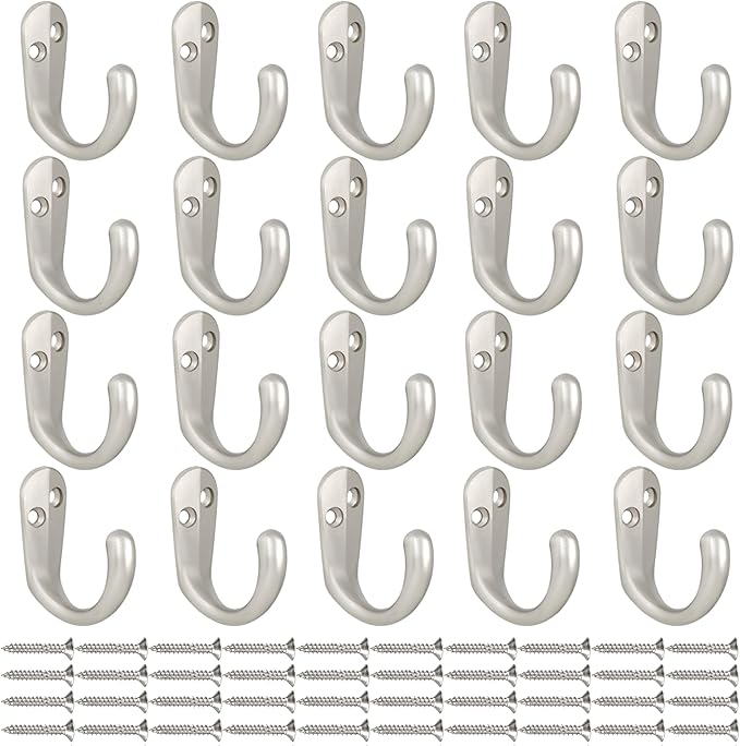 IBosins 20PCS Coat Hooks Wall Mounted Single Prong Robe Hook - Image 2