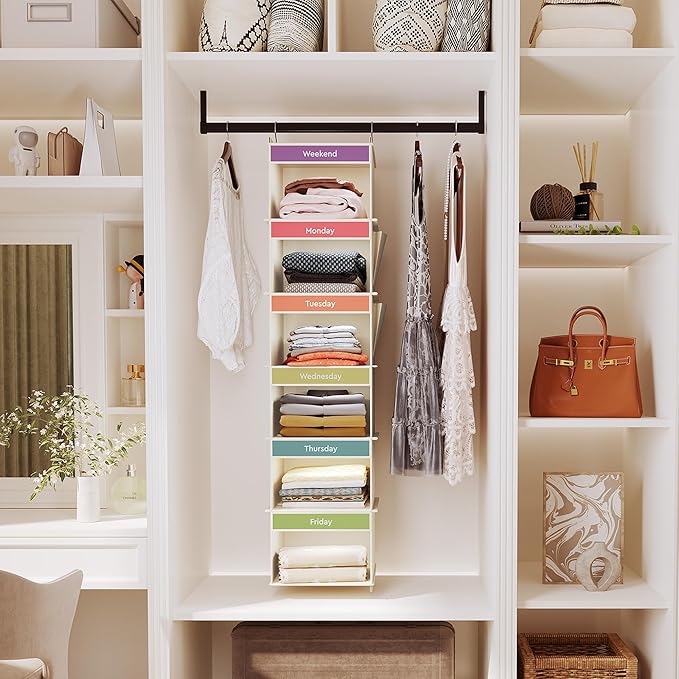 YOUDENOVA 6-Shelf Weekly Hanging Closet Organizer, Weekly Clothes Organizers - Image 2