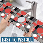 Abstract Geometric Sink Splash Guard Faucet Mat Vintage Tile Super Absorbent - Image 5