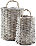 AuldHome Design Wall Hanging Baskets; Woven Wicker Rustic Farmhouse Gray Washed by AuldHomeDesign