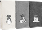 3 Pcs Highland Cow Hand Towels Bathroom Decor Highland Cow White and Gray by Unknown