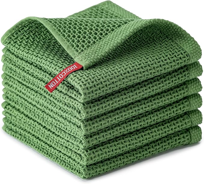 BOOMIBOO 6-Pack Kitchen Dish Cloths, 100% Cotton Waffle Weave, Ultra Soft by BOOMIBOO
