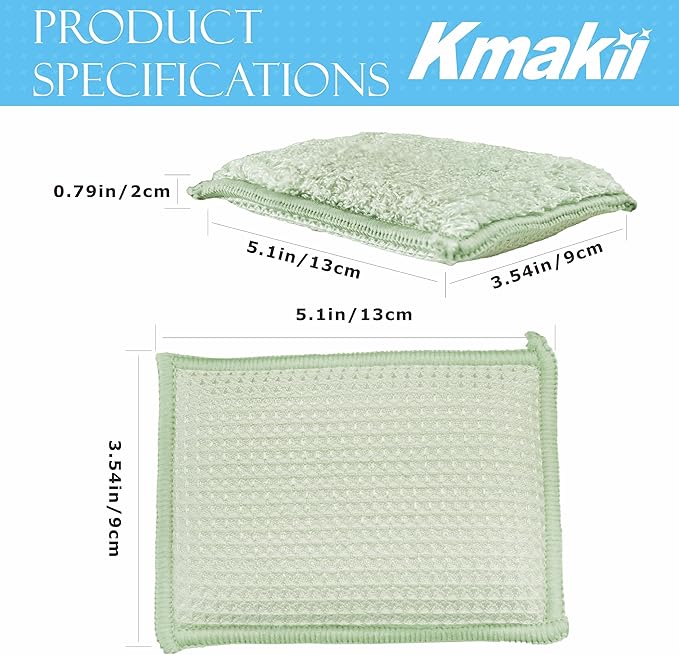 KMAKII Bamboo Kitchen Sponges Dish Sponge Super Absorbent Natural Dish Sponges - Image 2