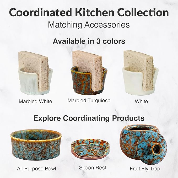 Elevated Lifestyle Ceramic Sponge Holder – Sink Caddy Organizer, Decorative - Image 4