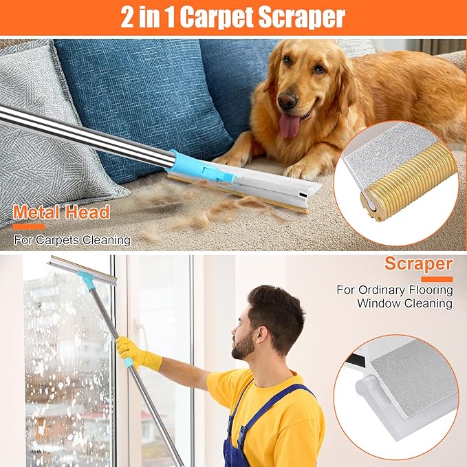 Carpet Rake for Pet Hair Removal, 2 in 1 Pet Hair Remover Tool - Image 3