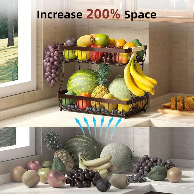 2 Tier Large Fruit Basket for Kitchen Counter - Image 9