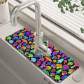 Bright Neon Mushroom Kitchen Sink Splash Guard Absorbent Fast Drying Mat Faucet by Unknown