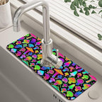Bright Neon Mushroom Kitchen Sink Splash Guard Absorbent Fast Drying Mat Faucet by Unknown