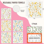 Swedish Dishcloths for Kitchen, 5 Pack Flowers Reusable Paper Towels Washable - Image 2