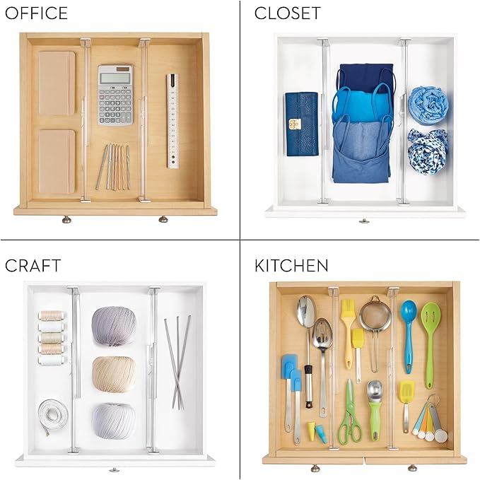 iDesign Plastic Adjustable Deep Kitchen or Dresser Drawers-Set of 8-Clear - Image 4