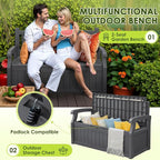 Greesum 80 Gallon Outdoor Storage Bench, Resin Patio Furniture with Armrest,Waterproof and UV-Resistant, Perfect to Garden, Poolside and Lawn, Dark Grey - Image 4