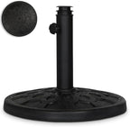 Backyard Expressions 20 lb Round Patio Umbrella Base – Heavy Duty Resin-Coated Calcium Carbonate Stand with Adjustable Pole Adapters Fits 1.5"–2" Poles, Weather-Resistant, Black Finish by BackyardExpressions