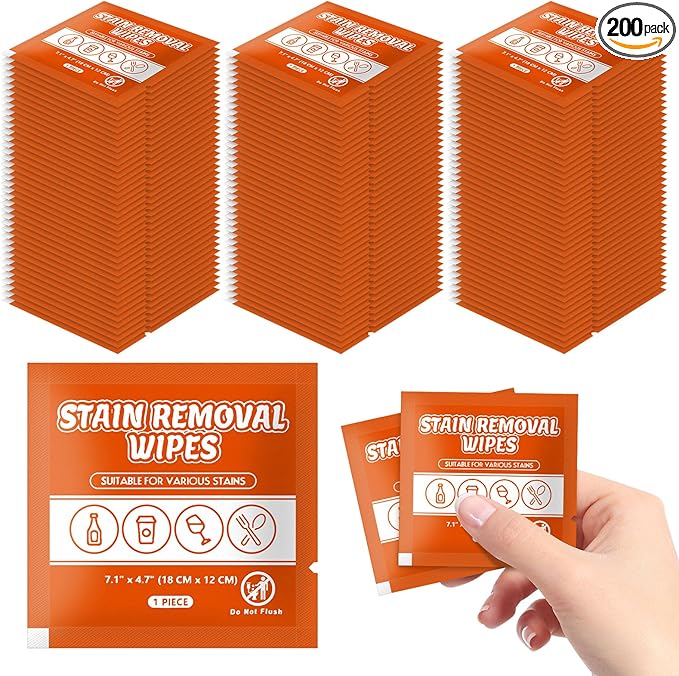 Stain Remover Wet Wipes Bulk, Individual Wrapped Clothes Portable Travel Messy by RSQAZQ