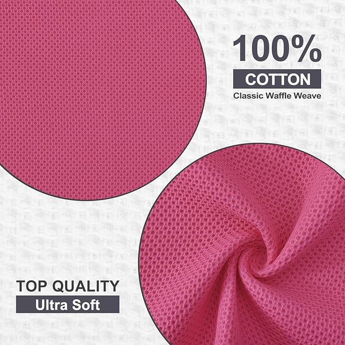 Kitinjoy 100% Cotton Kitchen Dish Cloths, 8 Pack Waffle Weave Ultra Soft - Image 2