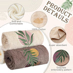 3 Pack Boho Leaves Hand Towels for Bathroom 100% Cotton Embroidered Bathroom - Image 3
