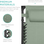 Best Choice Products 30” Wide Folding Zero Gravity Outdoor Recliner Patio Lounge Chair w/Adjustable Canopy Shade, Headrest, Side Accessory Tray - Sage Green - Image 7
