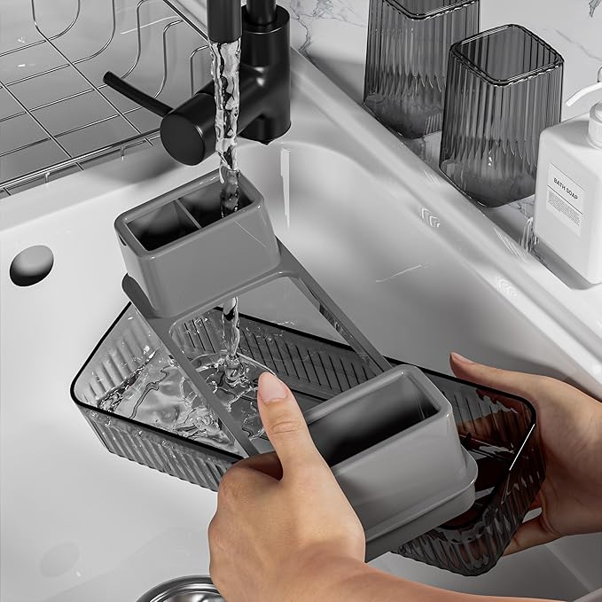 Toothbrush Holder for Bathrooms, 2 Cups Toothbrush Organizer for Bathroom - Image 3
