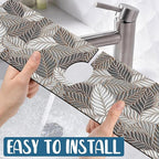 Embossed Leaf Texture Sink Faucet Absorbing Mat Grey Leaf Super Absorbent Fast - Image 5