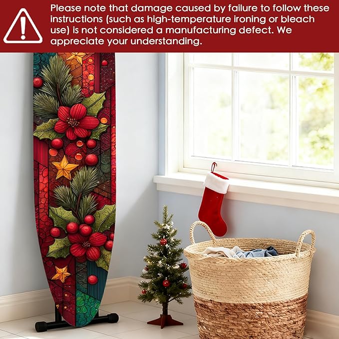 Nuxovilar Winter Poinsettia Stained Glass Style Wallpaper Border Peel and Stick - Image 6