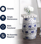 JONATHAN Y TBL1000A Lotus Flower 17.8" Chinoiserie Ceramic Drum Indoor/Outdoor Garden Stool Bohemian, Coastal, Classic, Cottage, French Country, Traditional, Bathroom, Garden Room, Patio, Blue/White - Image 6
