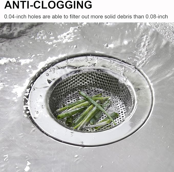 LASSHSWA 2 Pcs Kitchen Sink Strainer Stainless Steel, Mesh and Punching - Image 4