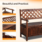 VINGLI Outdoor Storage Bench, Large Wood Deck Box with Seating, Weatherproof Outdoor Bench with Storage Loveseat, 2-Person Wooden Patio Bench for Entryway, Backyard, Garden - Image 4