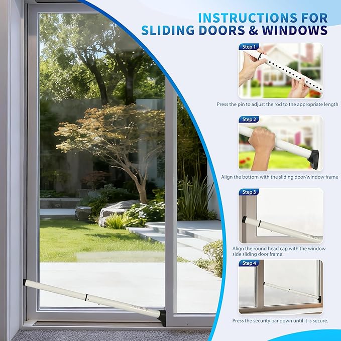 2025 Upgraded 2-in-1 Door Security Bar & Sliding Windows Bar, Adjustable Heavy - Image 6