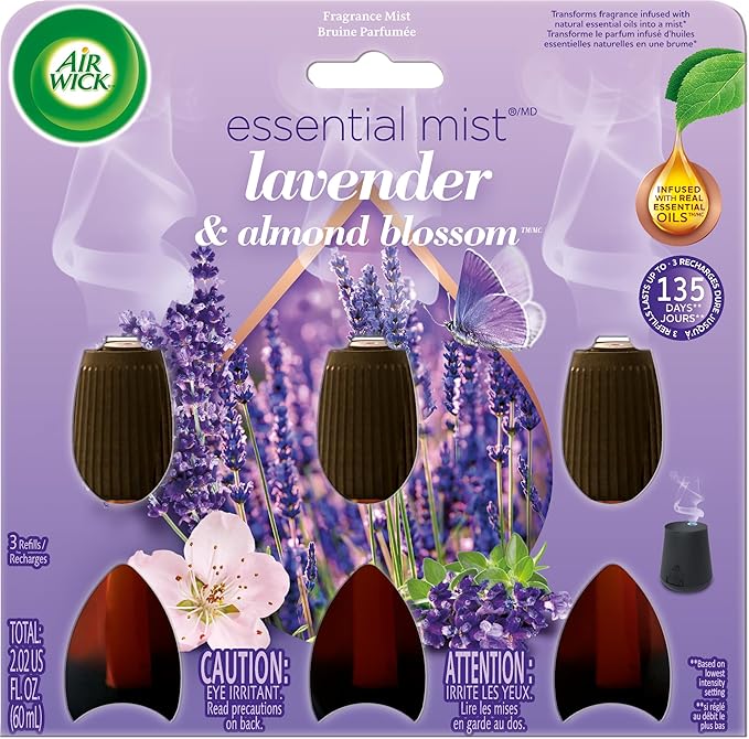 Air Wick Essential Mist Refill, 3 ct, Lavender and Almond Blossom, Essential by AirWick