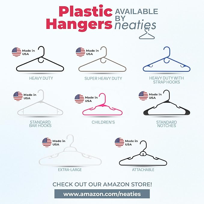 Neaties Plastic Hangers 50 Pack – Made in The USA – 6lb Capacity Standard - Image 7