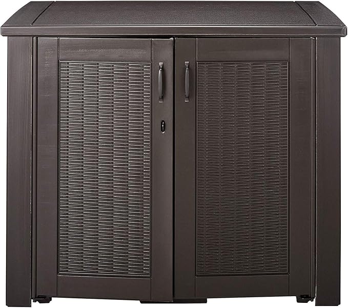 Rubbermaid Decorative Outdoor Storage Cabinet (123 Gal) Weather Resistant Dark Brown Organization for Home/Backyard/Pool Chemicals/Toys/Garden Tools/Porch/Patio Cushions - Image 2