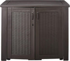 Rubbermaid Decorative Outdoor Storage Cabinet (123 Gal) Weather Resistant Dark Brown Organization for Home/Backyard/Pool Chemicals/Toys/Garden Tools/Porch/Patio Cushions - Image 2