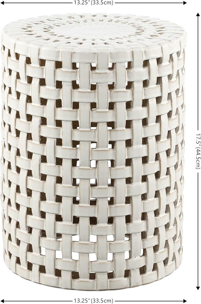 SAFAVIEH Home Collection Sayre Cream Ceramic 18-inch Decorative Accent Garden Stool for Living Room, Bathroom, Patio, Side Table, Plant Stand (Fully Assembled) - Image 3