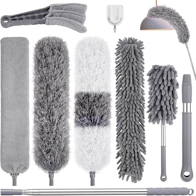 9PCS Dusters for Cleaning, Extendable Microfiber Duster by wlich