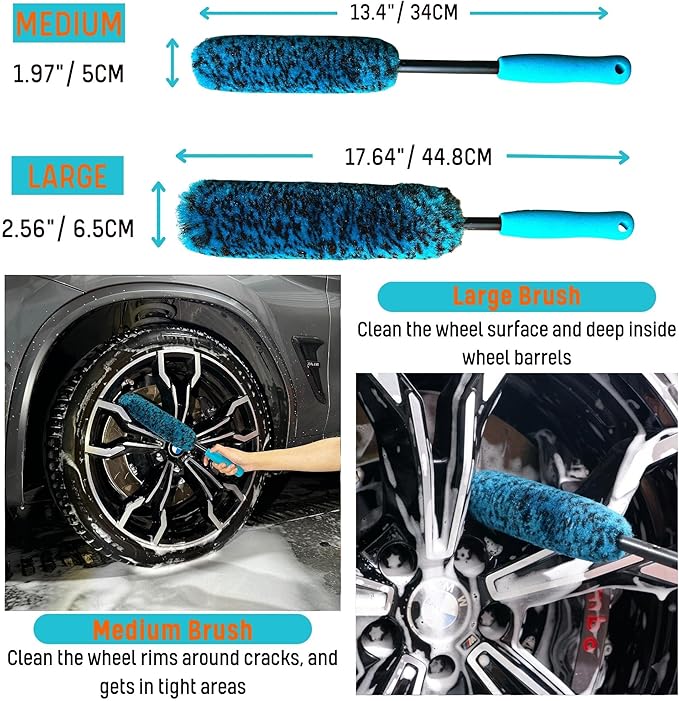 PRO Choice 4 Pack Long Handle Wheel Brush Kit - Image 3