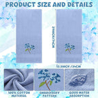 2 Pcs Hydrangea Hand Towels Blue Hydrangea Floral Bathroom Decor 14x29 Inch - Image 3