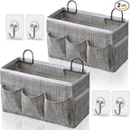 2pcs 3-pockets Large Wall Hanging Organizer Bag, Linen Fabric Door Hanging by KANRICHU