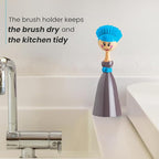 Vigar Dolls Dish Brush with Ergonomic Handle and Dress-Shaped Brush Holder - Image 6