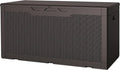 JUMMICO 100 Gallon Resin Deck Box, Waterproof Outdoor Storage Box with Lockable Lid for Garden Tools, Patio Cushions (Brown) by JUMMICO