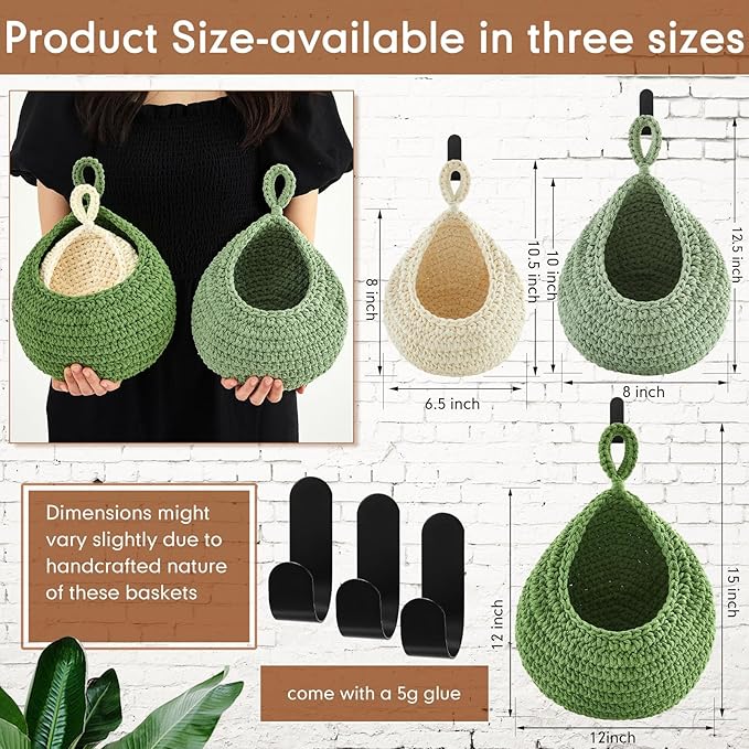 Honeydak Boho Decor Hanging Wall Baskets - Image 2