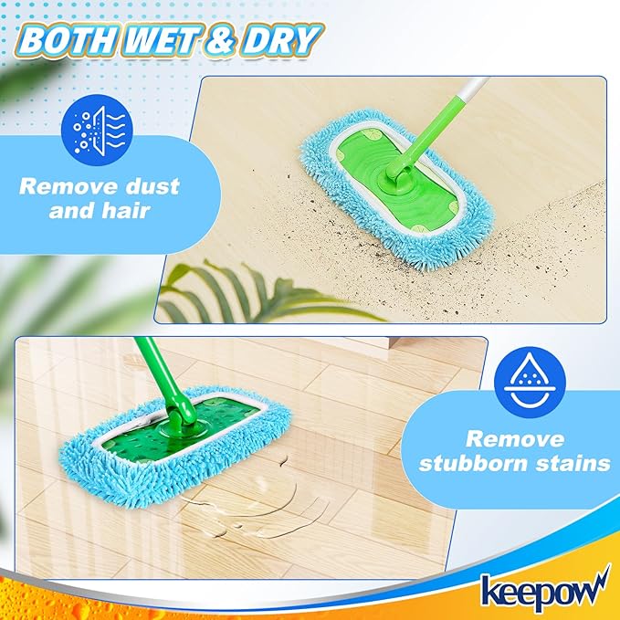 KEEPOW Reusable Dry Sweeping Cloths Microfiber Wet Pads Compatible - Image 4