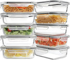 HOMBERKING 10 Pack 22oz Glass Meal Prep Containers, Food Storage Containers by HOMBERKING