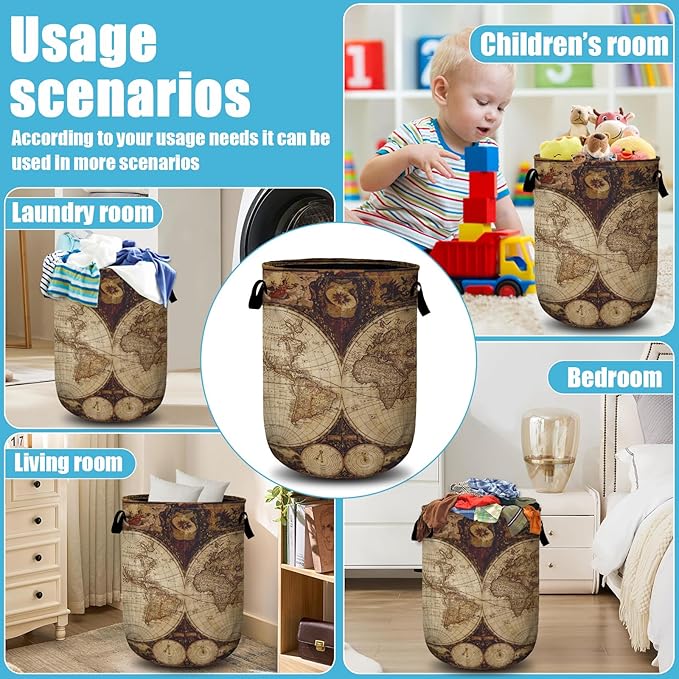 World Map Laundry Basket, Laundry Hamper Collapsible Oxford Cloth - Image 7